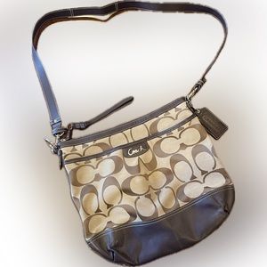 Coach Signature Park Duffle in Khaki w./  Dark Brown Leather